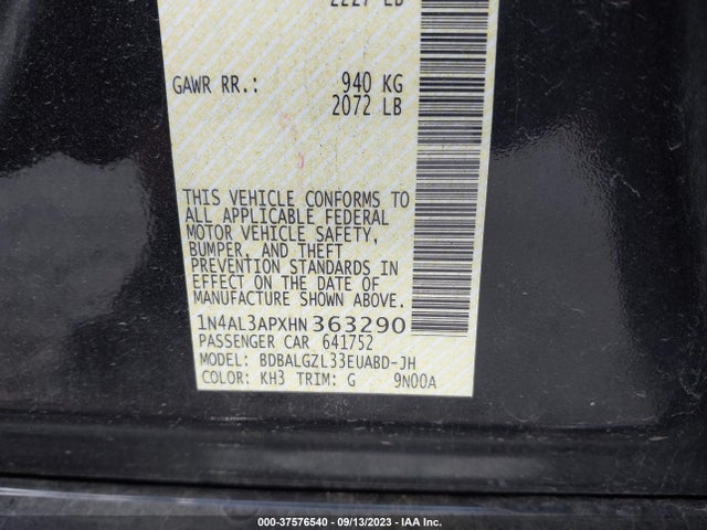 Nissan Altima 2.5 S 2017 1N4AL3APXHN363290 Image 9