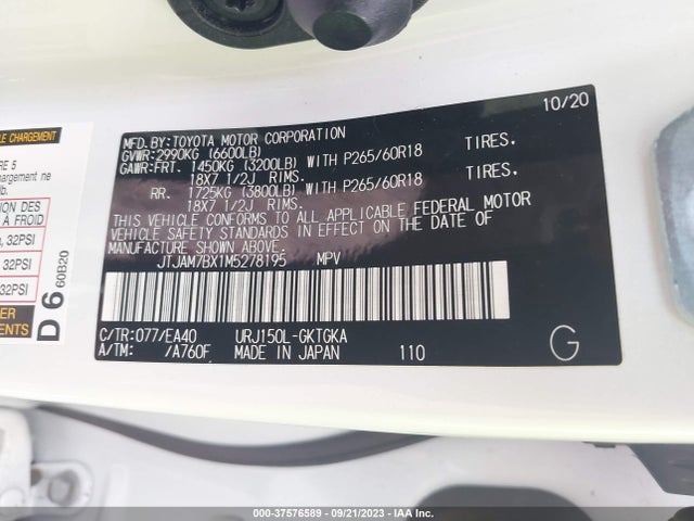 2021 Lexus GX, VIN: JTJAM7BX1M5278195