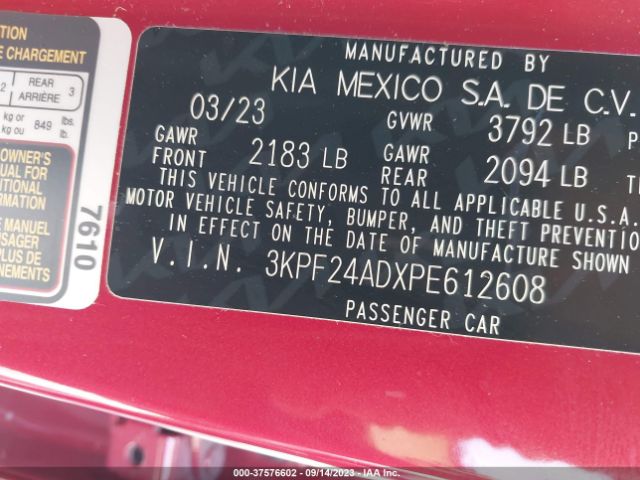 3KPF24ADXPE612608 KIA Forte Lxs