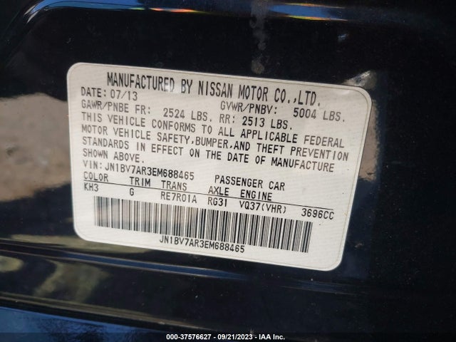 Infiniti Q50 Premium 2014 JN1BV7AR3EM688465 Image 9