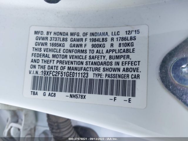 19XFC2F51GE011123 Honda Civic Sedan Lx