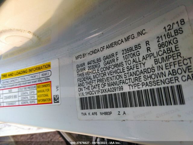 1HGCV1F3XKA029199 Honda Accord Sedan Sport 1.5t