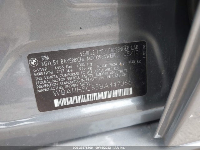 2011 BMW 3 SERIES 328I VIN: WBAPH5C55BA442066