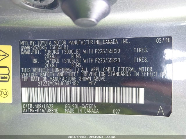 2018 Lexus RX, VIN: 2T2ZZMCA4JC097182