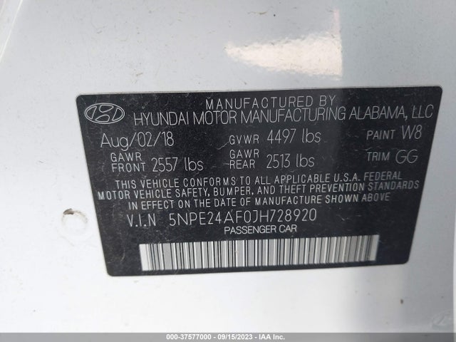 Hyundai SONATA SE 2018 5NPE24AF0JH728920 Image 9