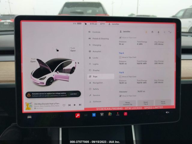5YJ3E1EA9LF803840 Tesla Model 3 Standard Range
