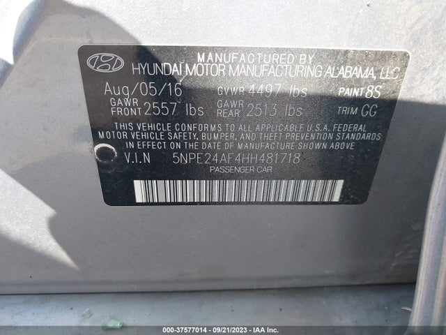 Hyundai SONATA SE 2017 5NPE24AF4HH481718 Image 9