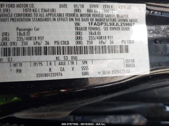 1FADP3L9XJL259867 Ford FOCUS ST