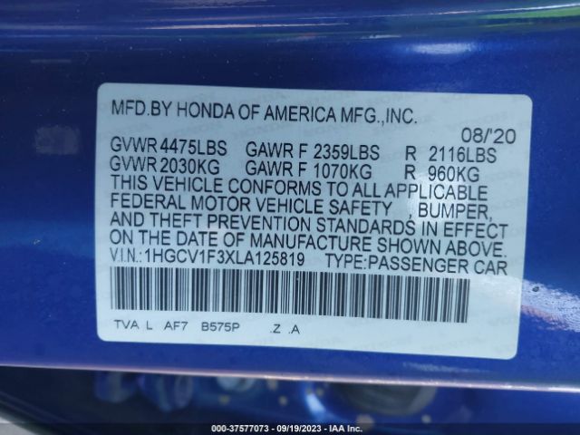 1HGCV1F3XLA125819 Honda Accord Sedan Sport
