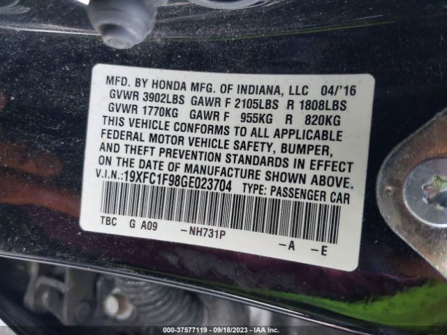 19XFC1F98GE023704 Honda Civic Sedan Touring