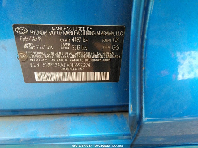 Hyundai SONATA SE 2018 5NPE24AFXJH692394 Image 9