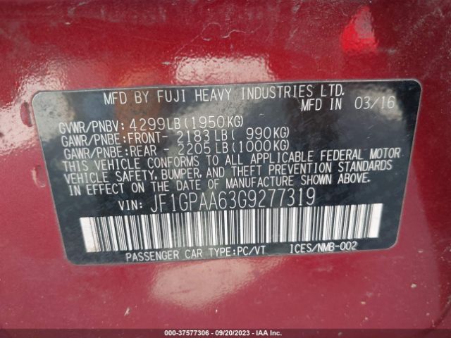 JF1GPAA63G9277319 Subaru Impreza Wagon 2.0i