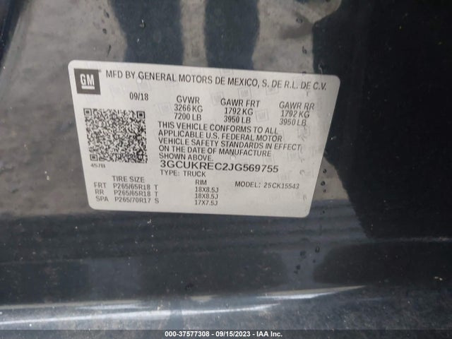 Chevrolet Silverado 1500 2lt 2018 3GCUKREC2JG569755 Image 9