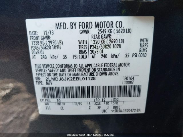 2LMDJ8JK2EBL01128 Lincoln MKX