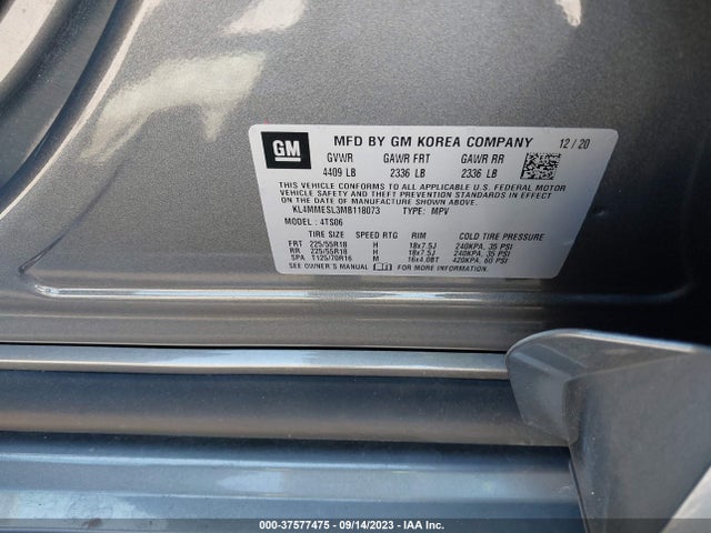 2021 BUICK ENCORE GX SELECT VIN: KL4MMESL3MB118073