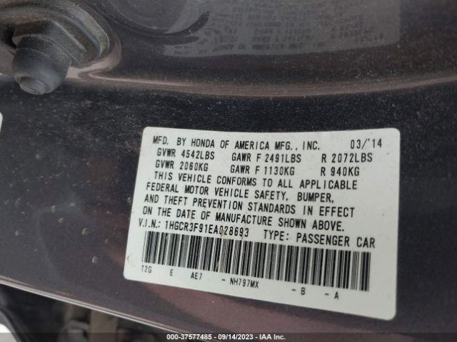 1HGCR3F91EA028693 Honda Accord Sedan Touring