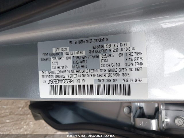 Mazda Cx-5 Touring 2021 JM3KFBCM1M0363924 Image 9