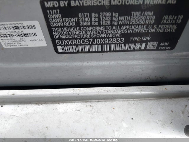 BMW X5 Xdrive35i 2018 5UXKR0C57J0X92833 Image 9