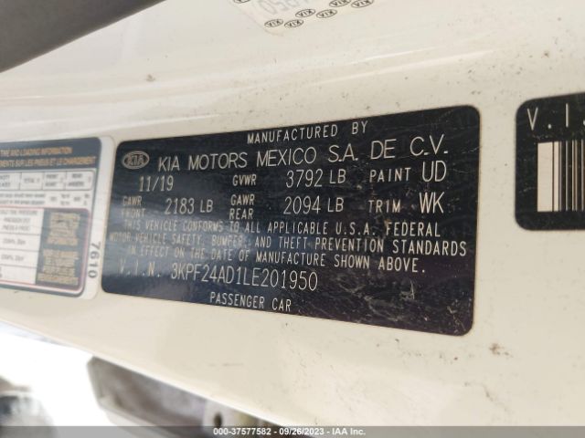 3KPF24AD1LE201950 KIA Forte Lxs