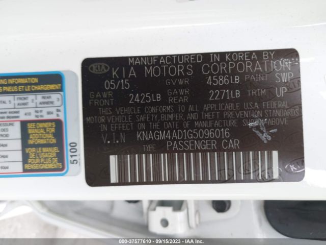 KNAGM4AD1G5096016 KIA OPTIMA HYBRID