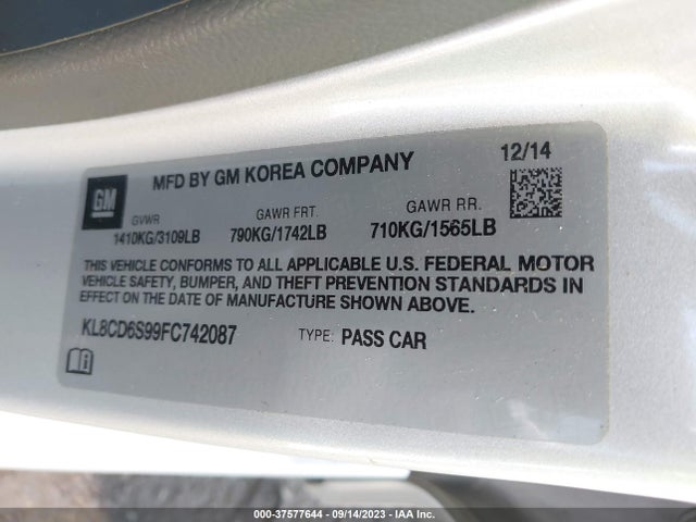 Chevrolet Spark Lt 2015 KL8CD6S99FC742087 Image 9