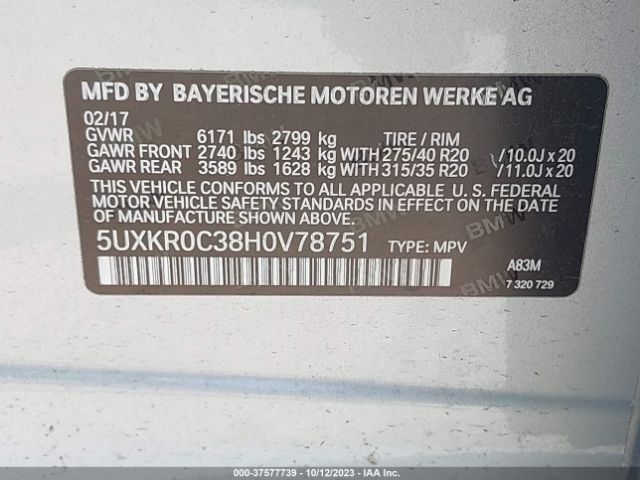 5UXKR0C38H0V78751 BMW X5 Xdrive35i