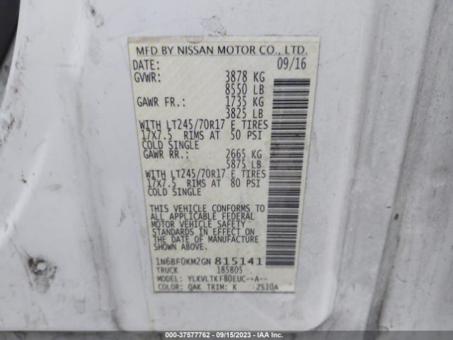 1N6BF0KM2GN815141 Nissan Nv Sv