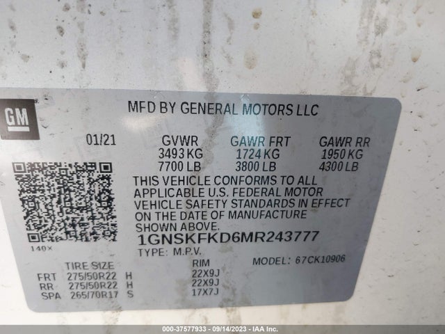 Chevrolet Suburban 4wd Premier 2021 1GNSKFKD6MR243777 Image 9