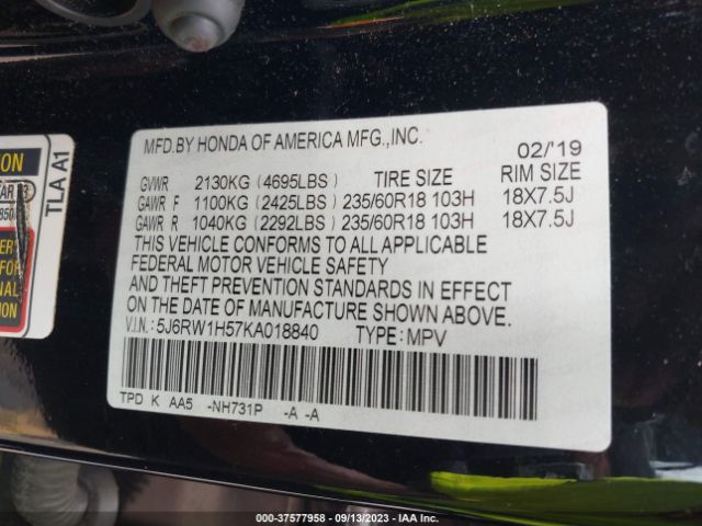 5J6RW1H57KA018840 Honda CR-V EX