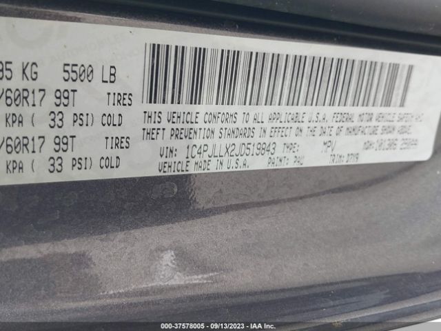 1C4PJLLX2JD519843 Jeep Cherokee Latitude Plus