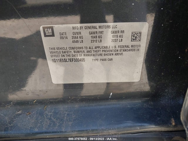2014 CHEVROLET MALIBU LT VIN: 1G11E5SL7EF300495