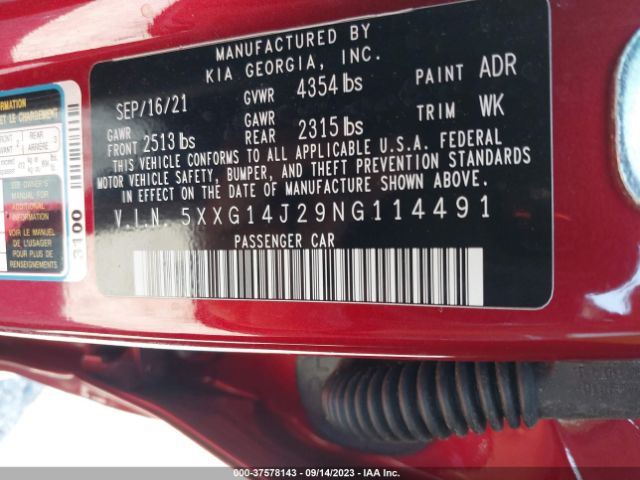 5XXG14J29NG114491 KIA K5 LXS