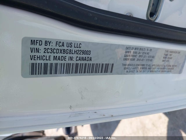 Dodge Charger Sxt 2020 2C3CDXBG8LH229003 Image 9