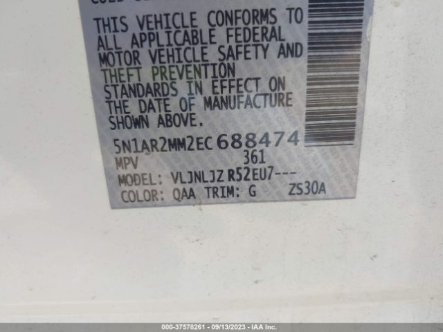 5N1AR2MM2EC688474 Nissan Pathfinder Platinum