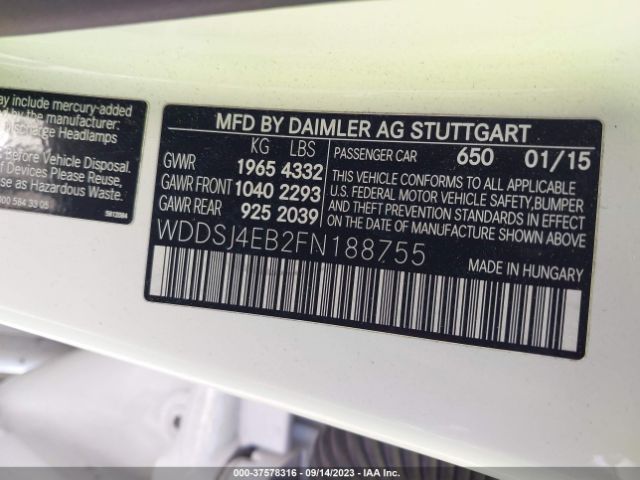 WDDSJ4EB2FN188755 Mercedes-Benz Cla-class Cla 250