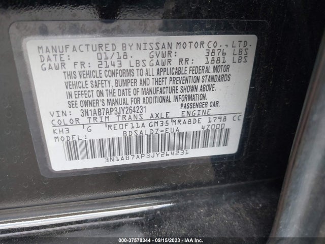 Nissan SENTRA SV 2018 3N1AB7AP3JY264231 Image 9