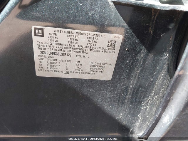 Chevrolet EQUINOX LT 2014 2GNFLFEK3E6365129 Image 9