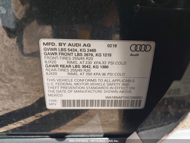 WA1BNAFYXK2065601 Audi Q5 Premium Plus