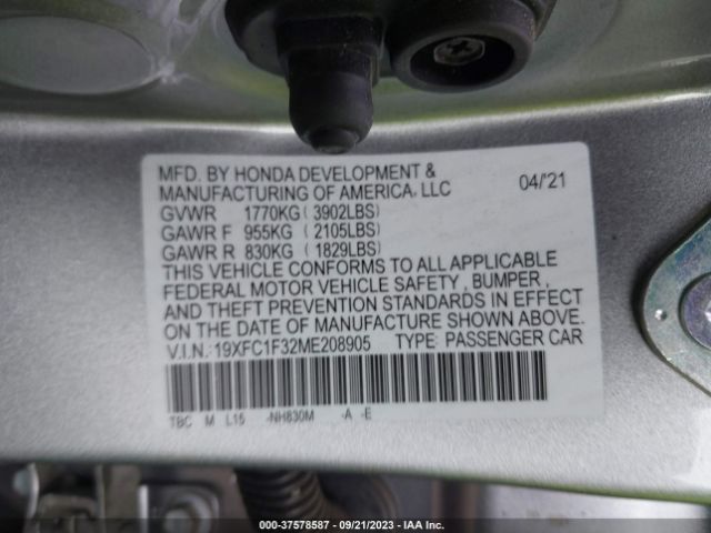 19XFC1F32ME208905 Honda Civic Sedan Ex