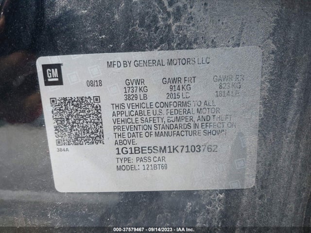 Chevrolet CRUZE LT 2019 1G1BE5SM1K7103762 Image 9