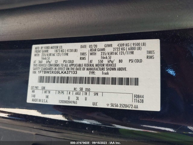 2020 FORD TRANSIT-350 CARGO VAN 1FTBW3XG9LKA37133 Photo 8