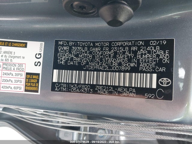 2020 TOYOTA COROLLA LE VIN: JTDEPRAE2LJ007899