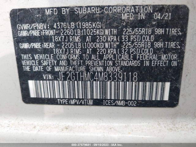 JF2GTHMC4M8339118 Subaru Crosstrek Limited
