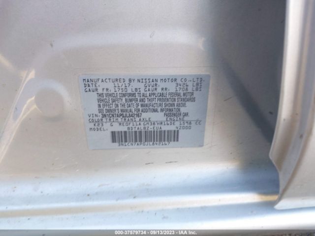 3N1CN7AP0JL842167 Nissan Versa Sedan Sv