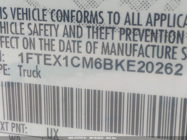 2011 FORD F-150 XL/STX/XLT VIN: 1FTEX1CM6BKE20262