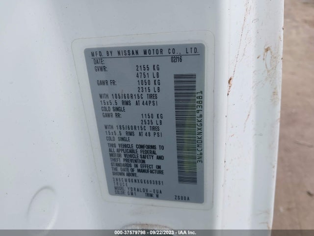 Nissan Nv200 S 2016 3N6CM0KNXGK693881 Image 9