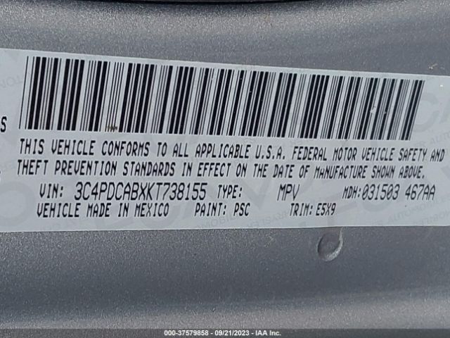 3C4PDCABXKT738155 Dodge Journey Se Value Package