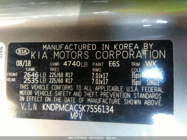 KNDPMCAC5K7556134 KIA Sportage Lx