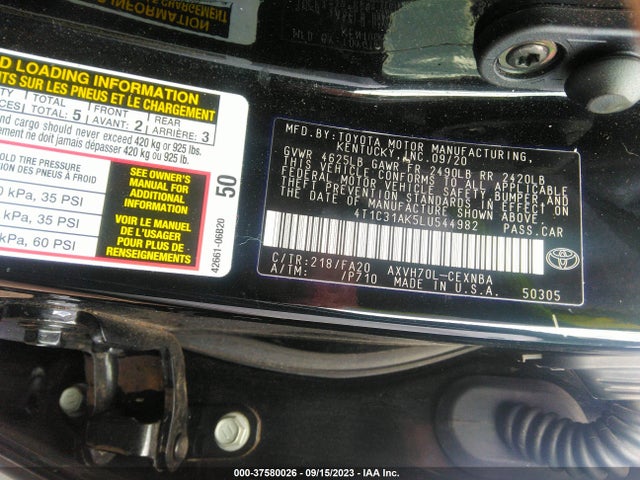 Toyota Camry Hybrid Le 2020 4T1C31AK5LU544982 Image 9