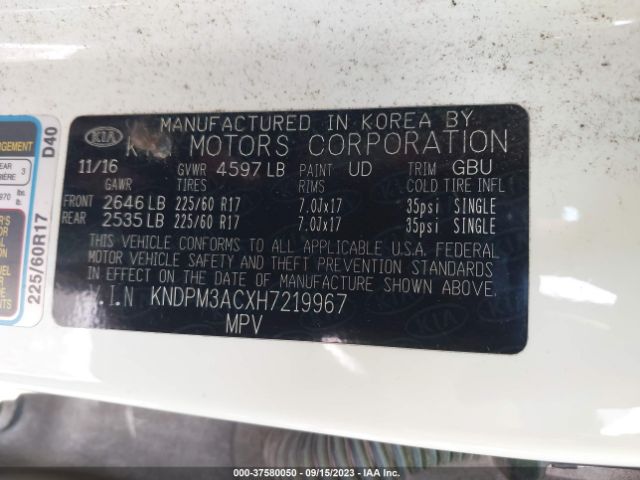 KNDPM3ACXH7219967 KIA Sportage Lx